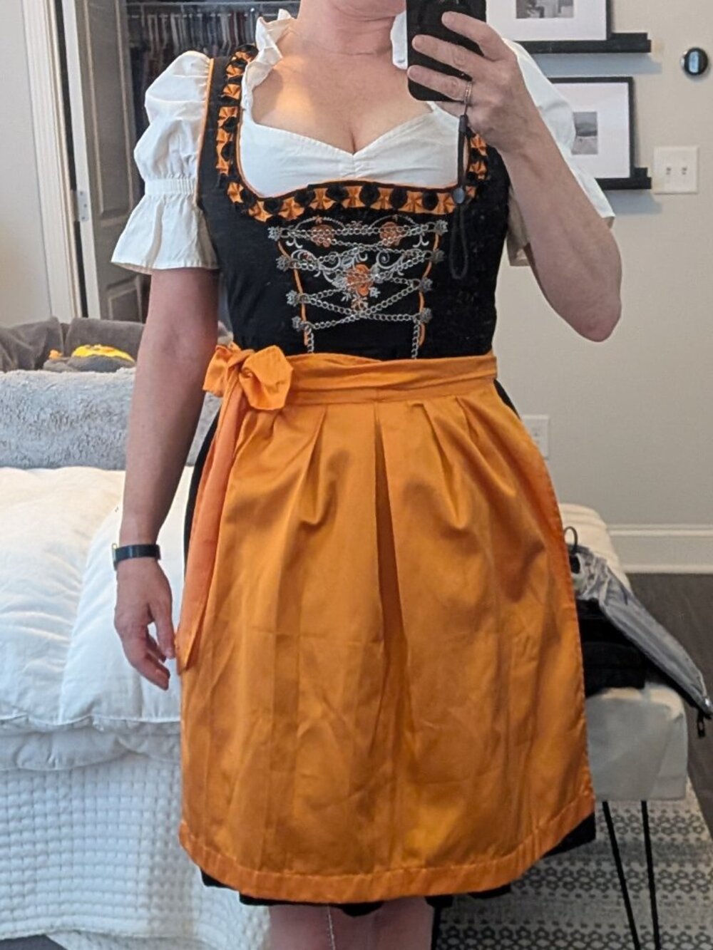 Oktoberfest Dirndl Dress, Apron, and Shirt Size 40